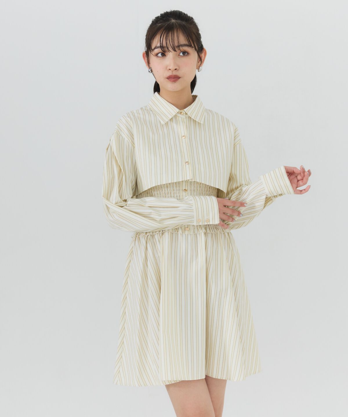 REDYAZEL「ストライプシャツ＆ミニワンピースセット」|ワンピース|