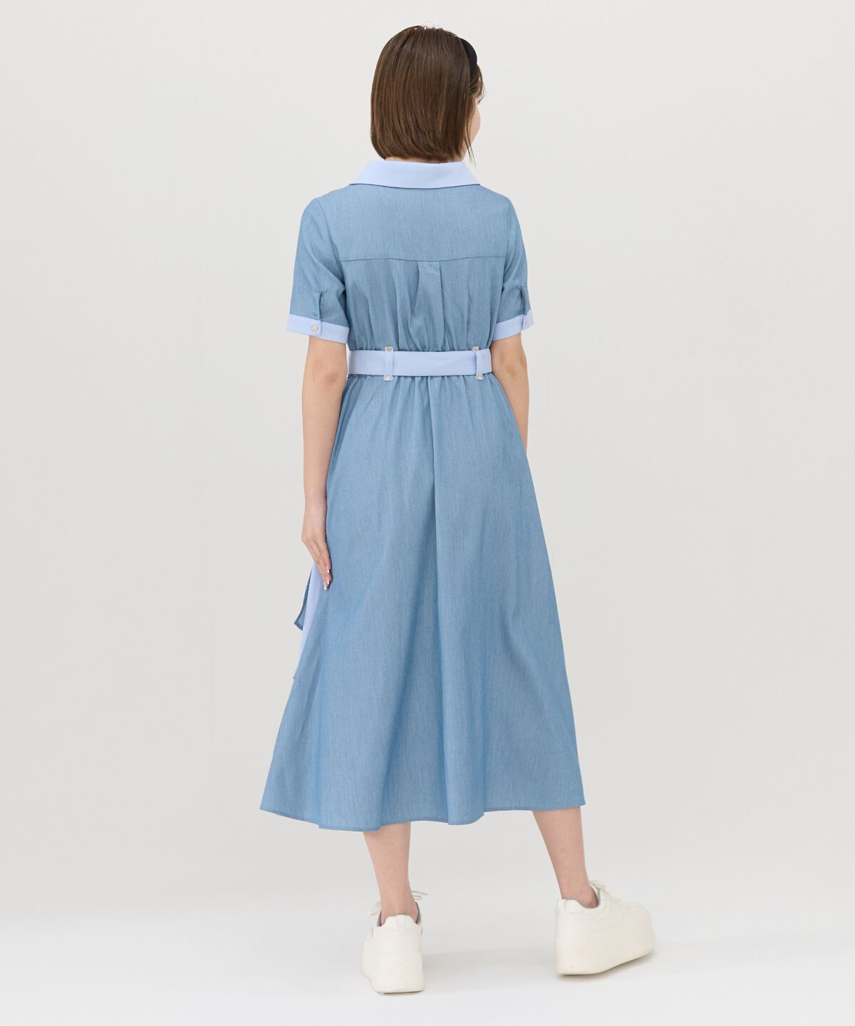 REDYAZEL「バイカラーアシメフリルシャツワンピース」|ワンピース|