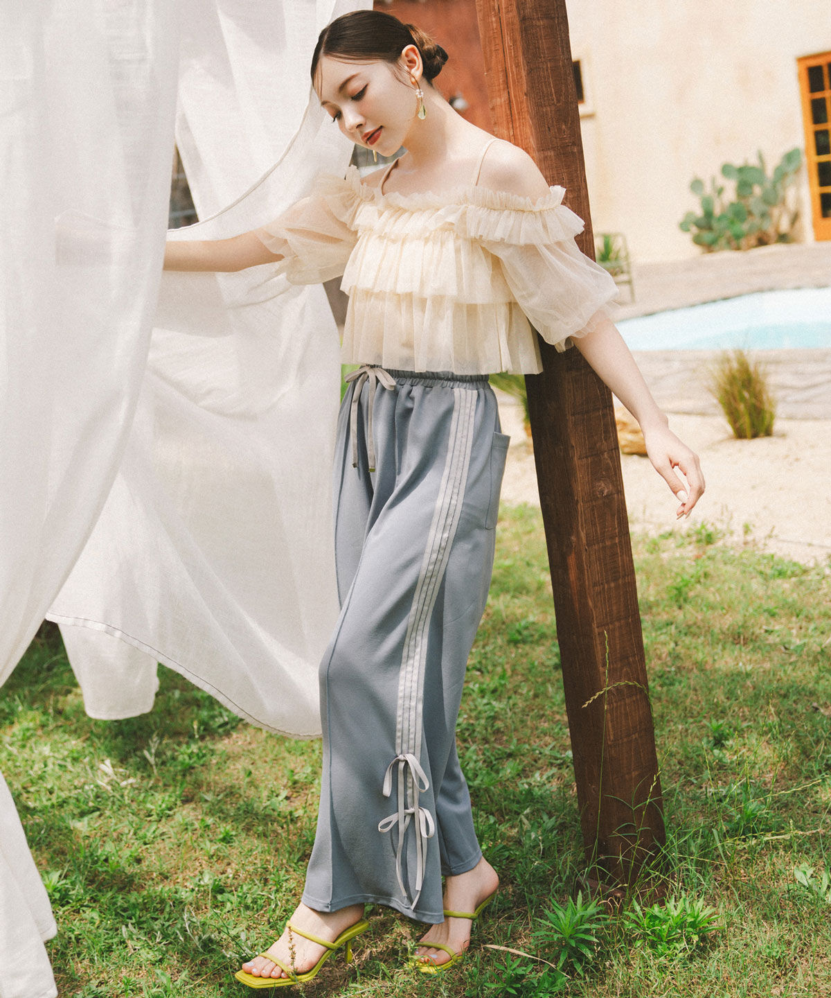 REDYAZEL「ボリュームフリルチュール2WAYトップス」|キャミソール|