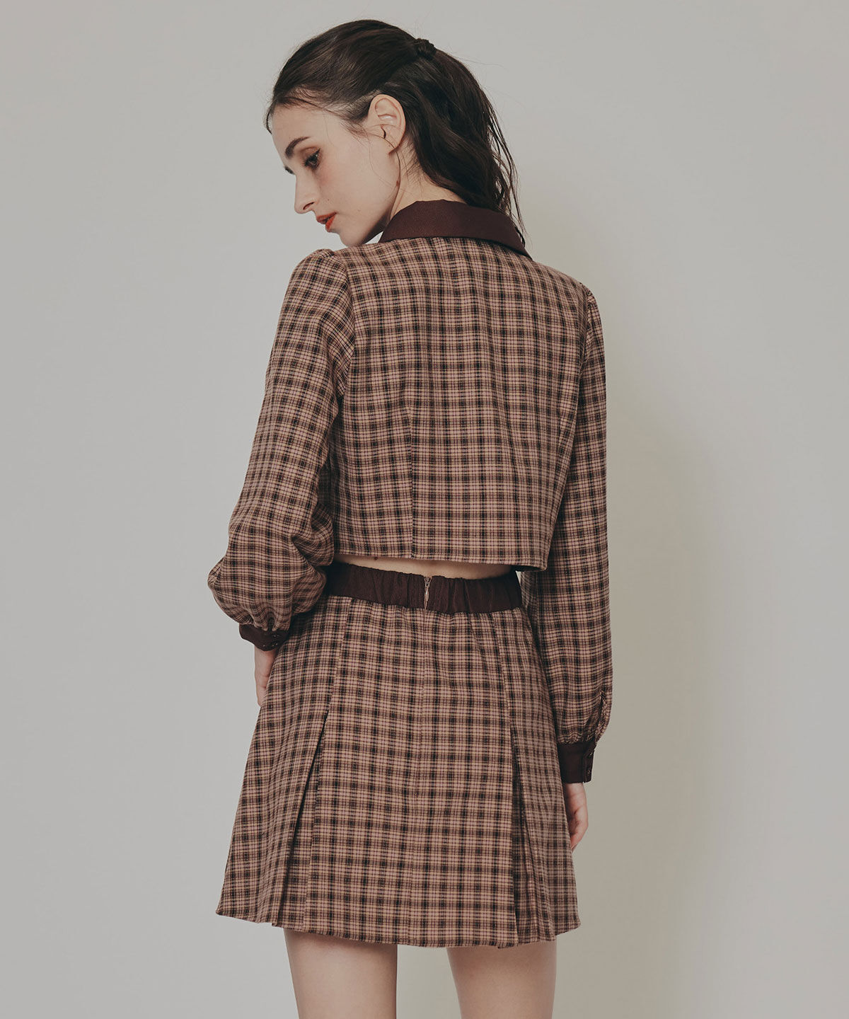 REDYAZEL「バイカラークラシックチェックブラウス&times;ミニスカートセットアップ」|ワンピース|