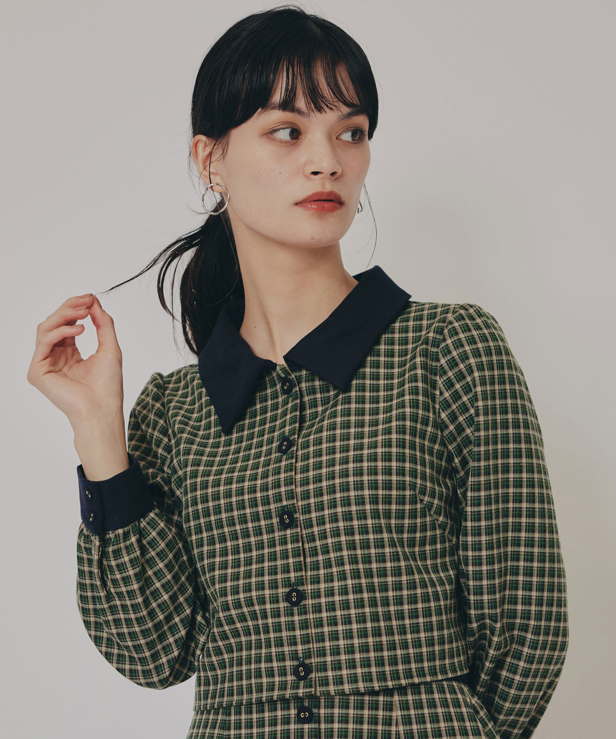 REDYAZEL「バイカラークラシックチェックブラウス&times;ミニスカートセットアップ」|ワンピース|