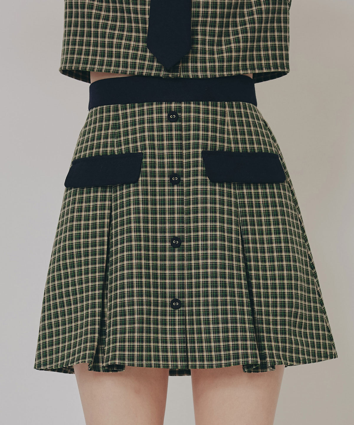 REDYAZEL「バイカラークラシックチェックブラウス&times;ミニスカートセットアップ」|ワンピース|