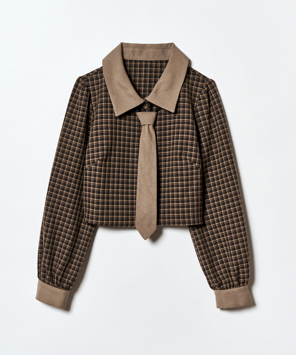 REDYAZEL「バイカラークラシックチェックブラウス&times;ミニスカートセットアップ」|ワンピース|