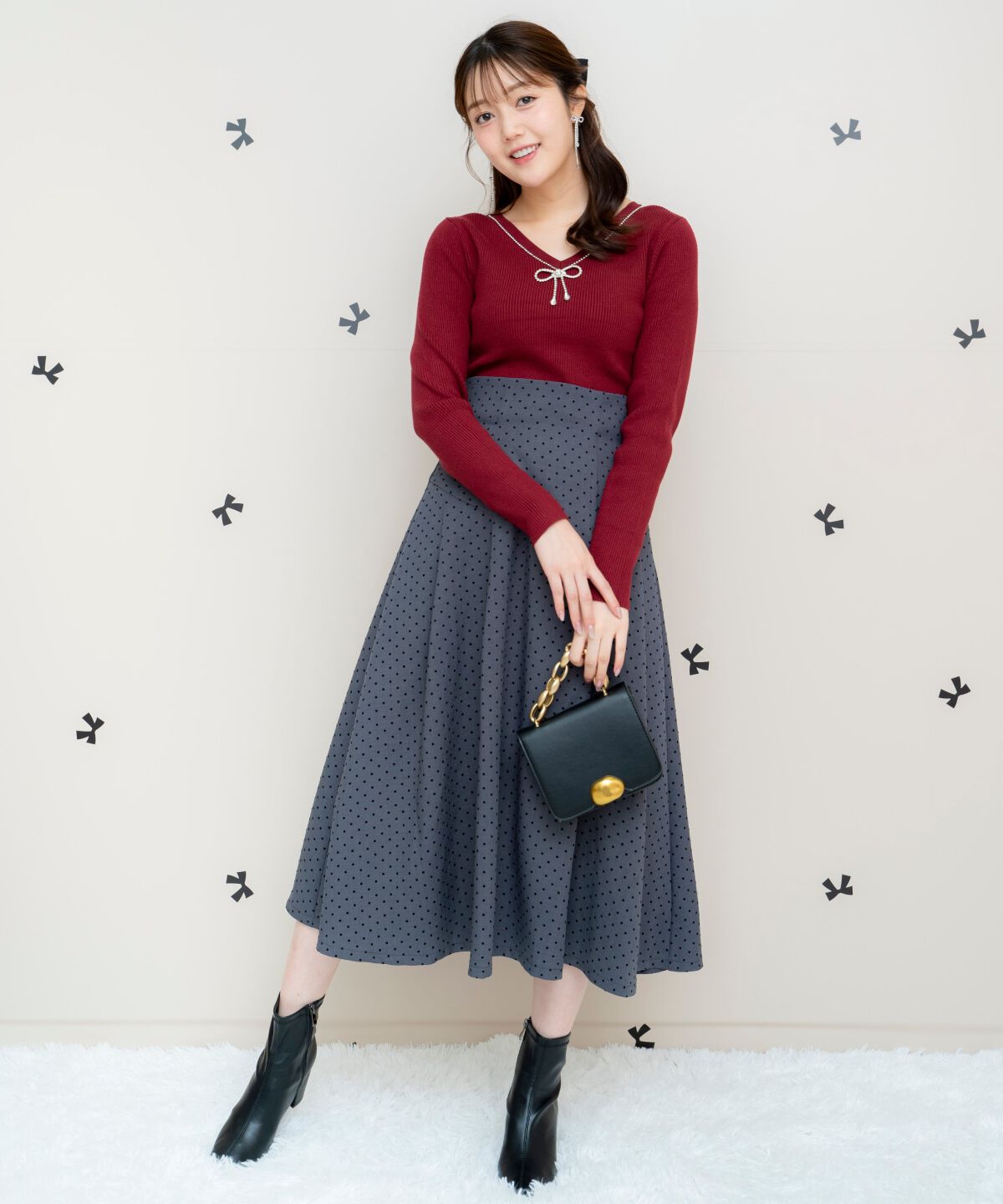 WILLSELECTION「リボンブローチ付き2WAYニットプルオーバー」|ニット・セーター|