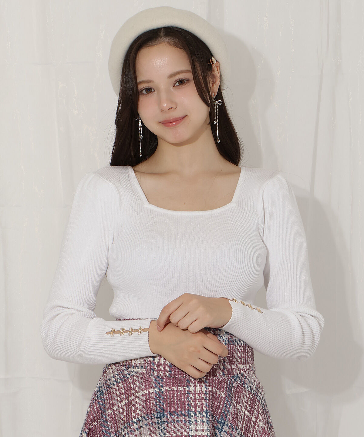 WILLSELECTION「リボンスリーブ2WAYラメニット」|ニット・セーター|