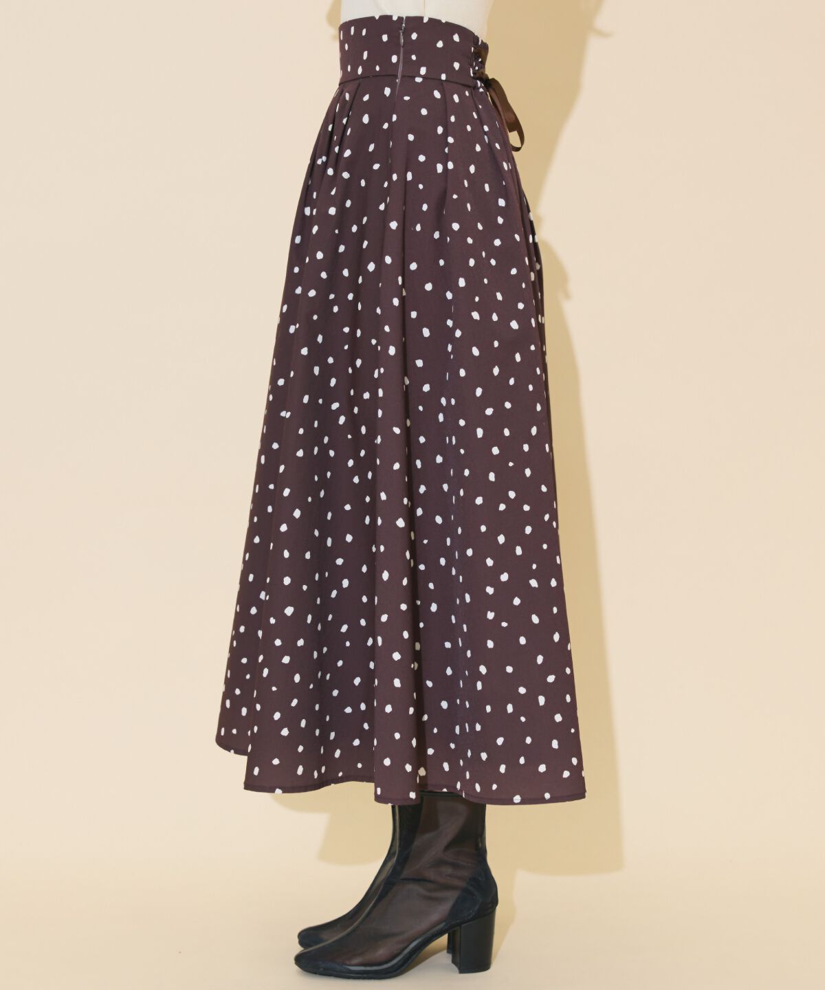 WILLSELECTION「ダルメシアンプリントボリュームタックスカート」|フレア|