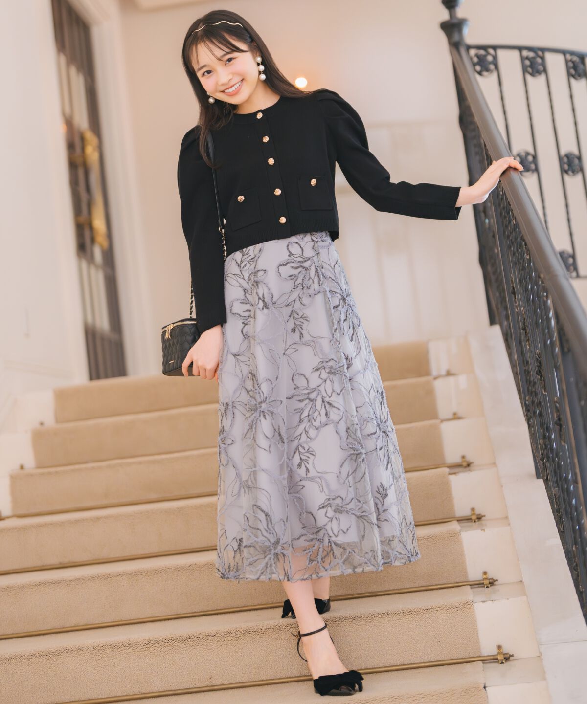 WILLSELECTION「ラメ刺繍チュールフレアスカート」|フレア|