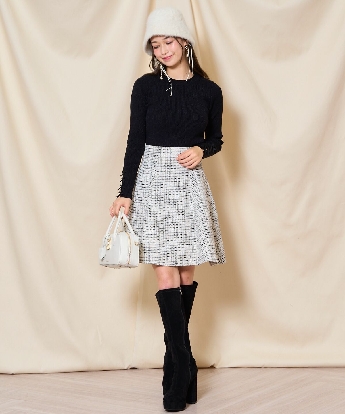 WILLSELECTION「ツイードフレアミニスカート」|フレア|