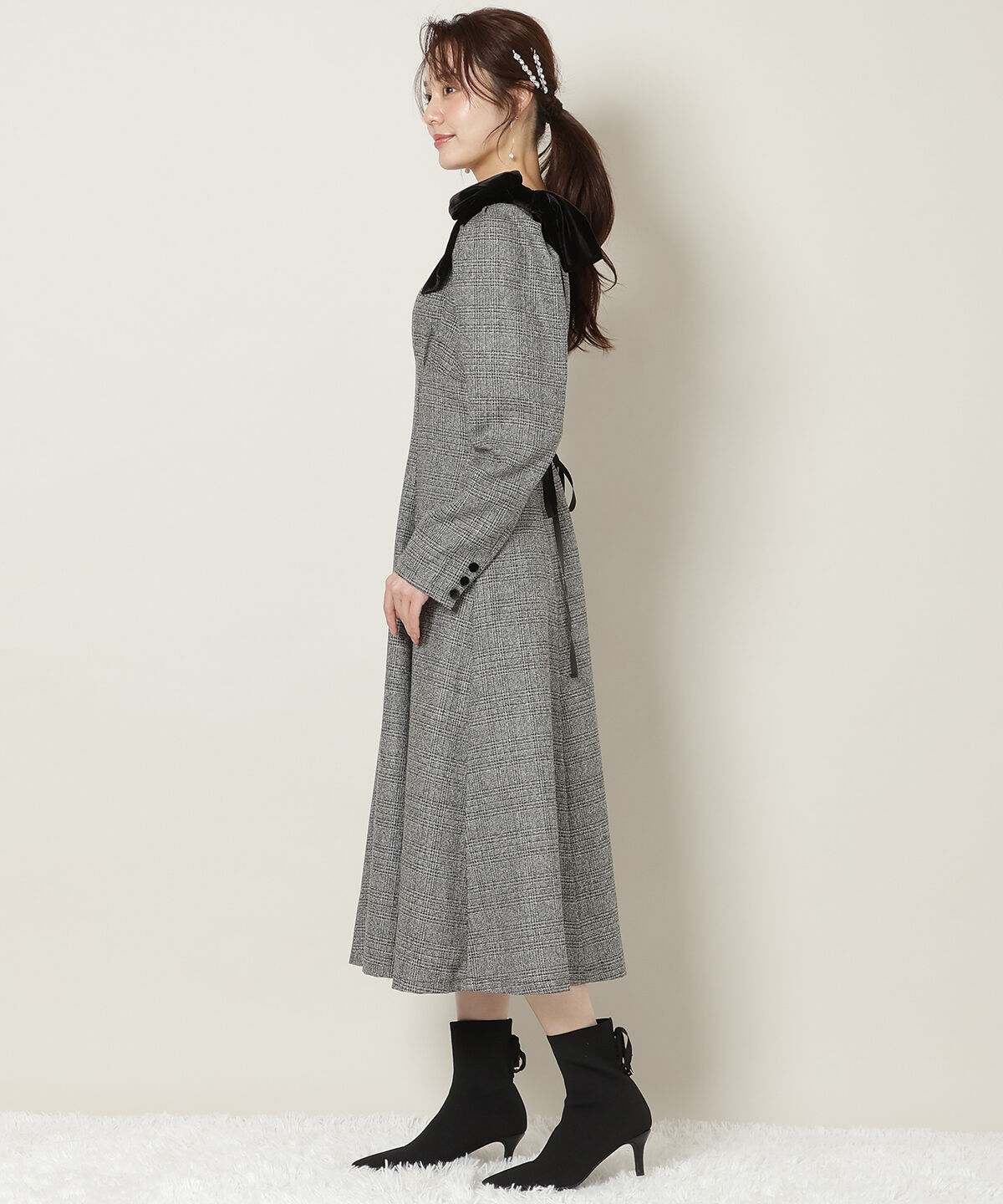 WILLSELECTION「アシメリボンボートネックフレアワンピース」|ワンピース|