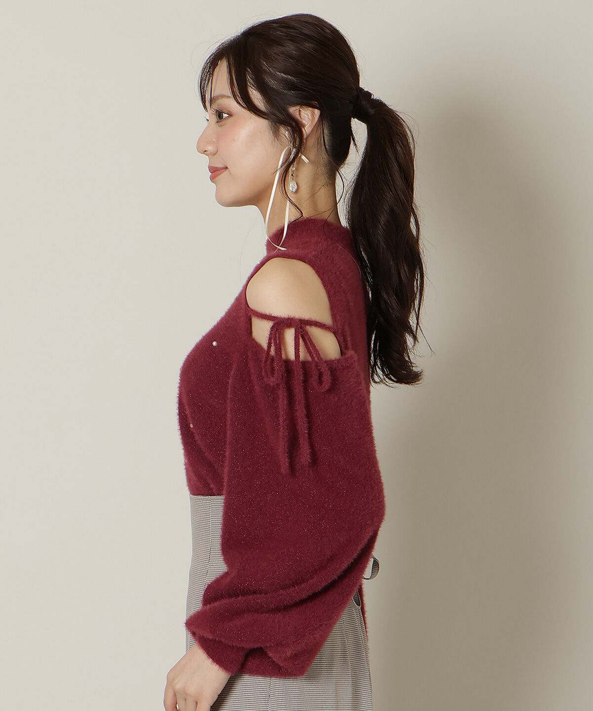 WILLSELECTION「パールビジューフェザーニットトップス」|ニット・セーター|