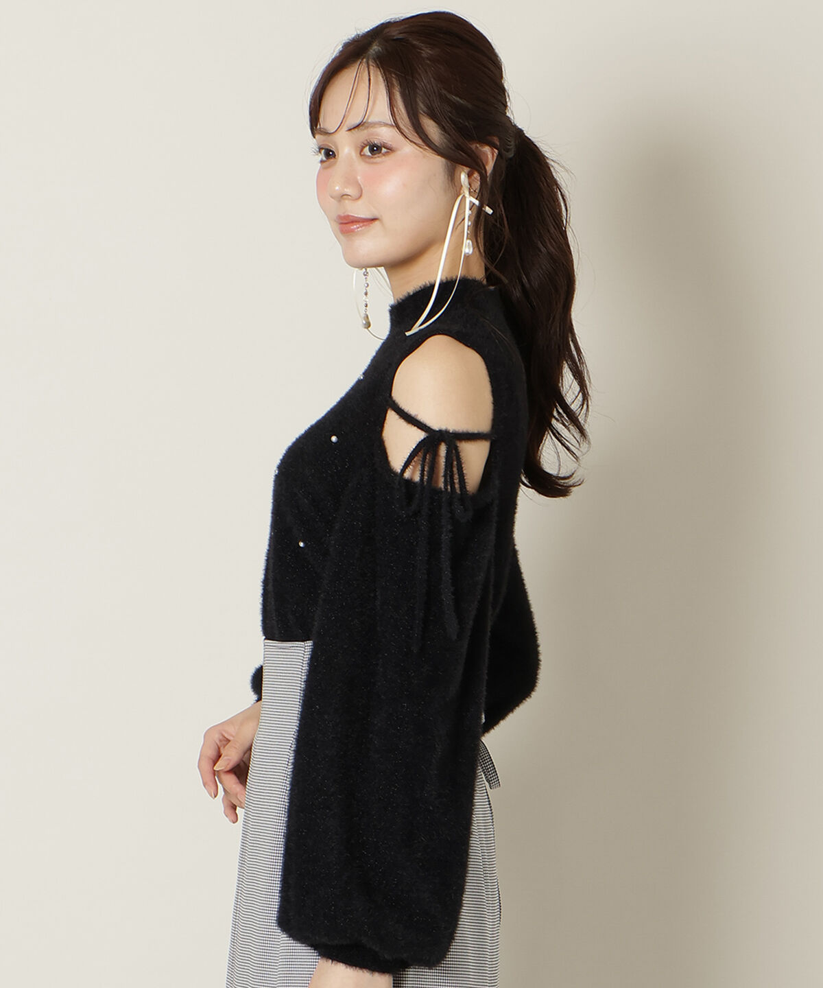 WILLSELECTION「パールビジューフェザーニットトップス」|ニット・セーター|