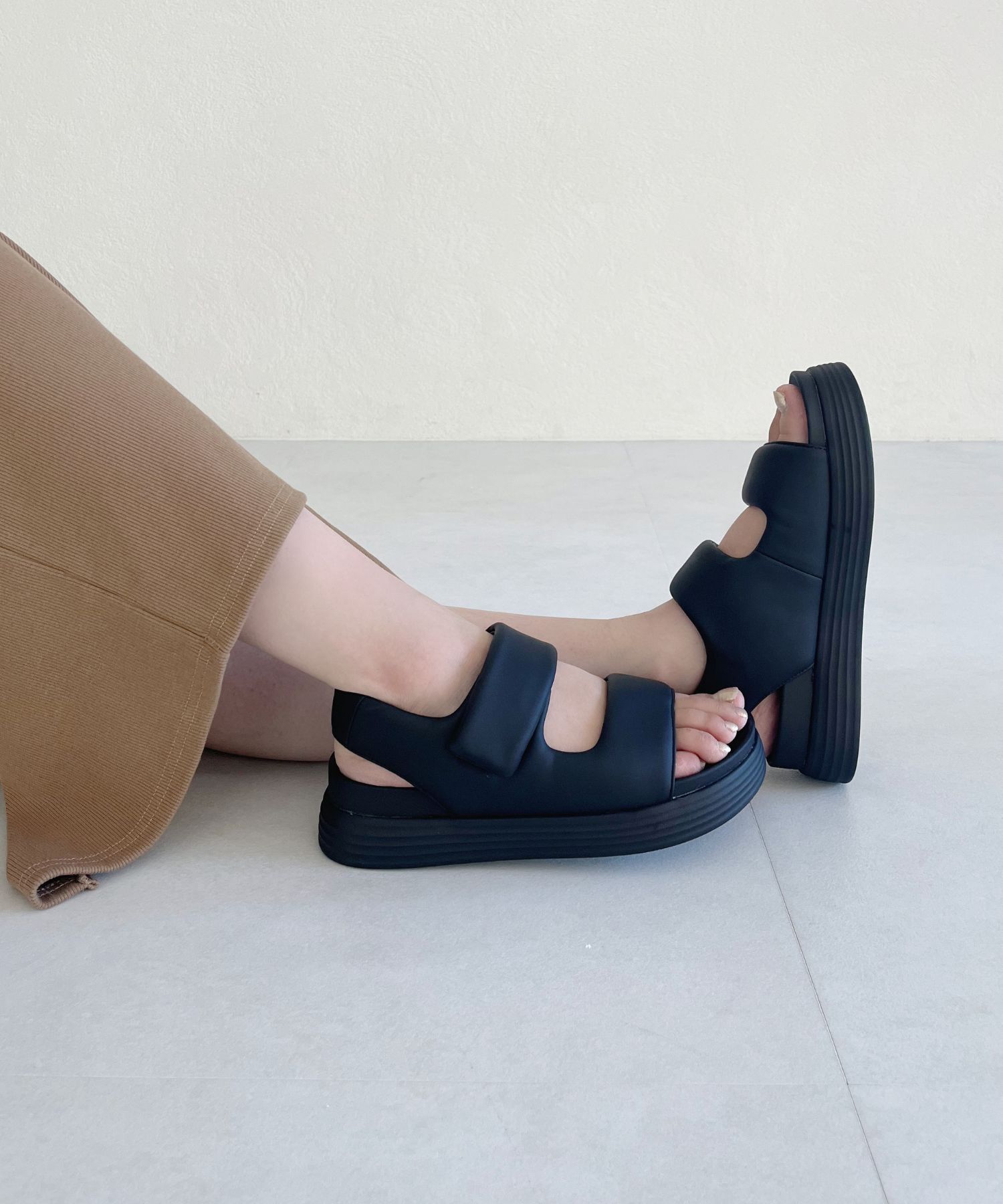 ORiental TRaffic「【WEB限定】●2025春夏新作●ふかふかパデット厚底サンダル/55212」|サンダル|BLACK