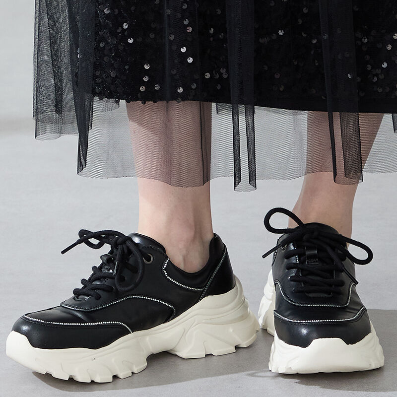 ORiental TRaffic「●2025秋冬新作● ラインストーン 切替 ダッド スニーカー /OT3769 厚底」|スニーカー|