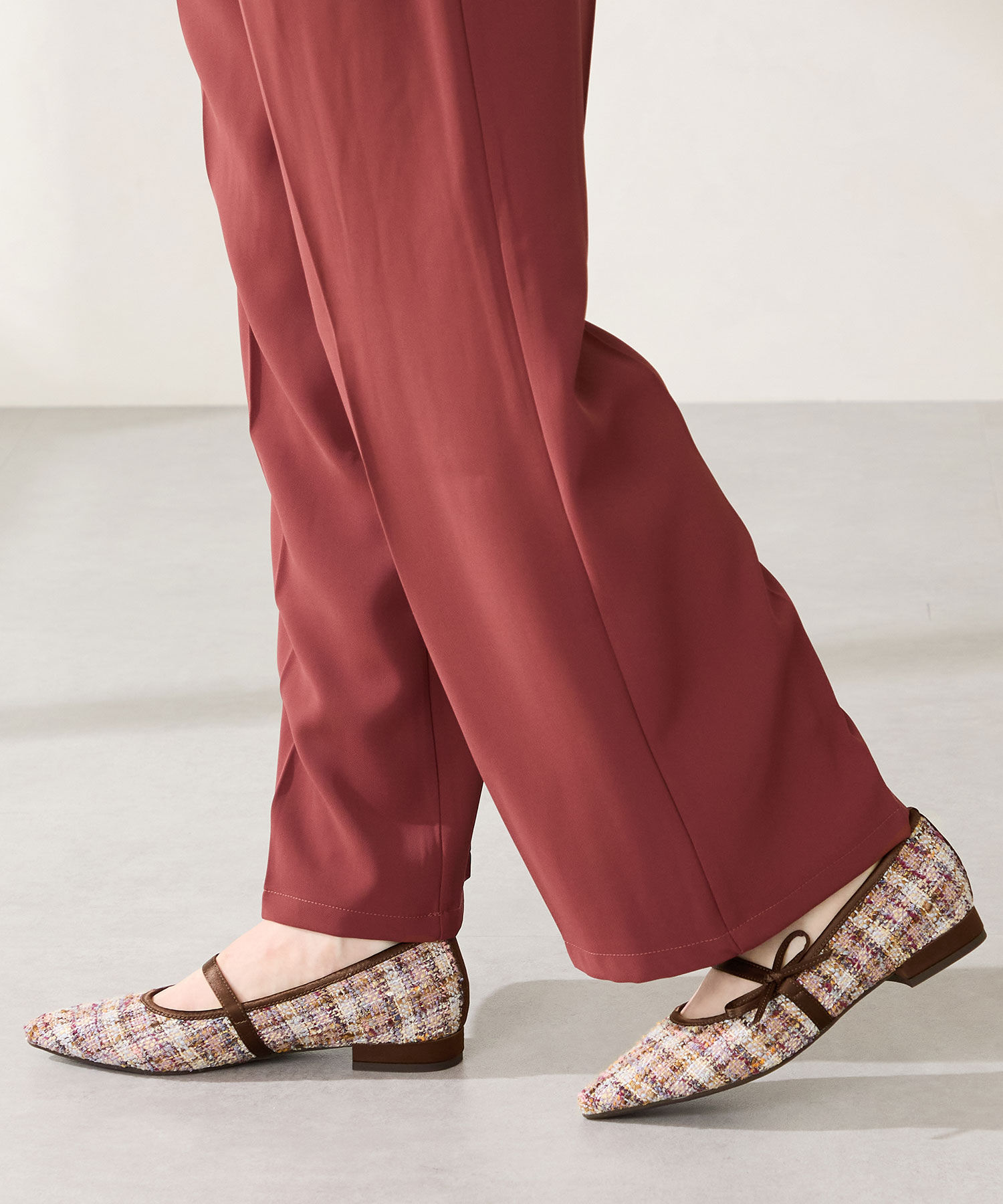 ORiental TRaffic「●2025秋冬新作●ポインテッドトゥ ツイード パンプス /51319 ストラップ」|パンプス|