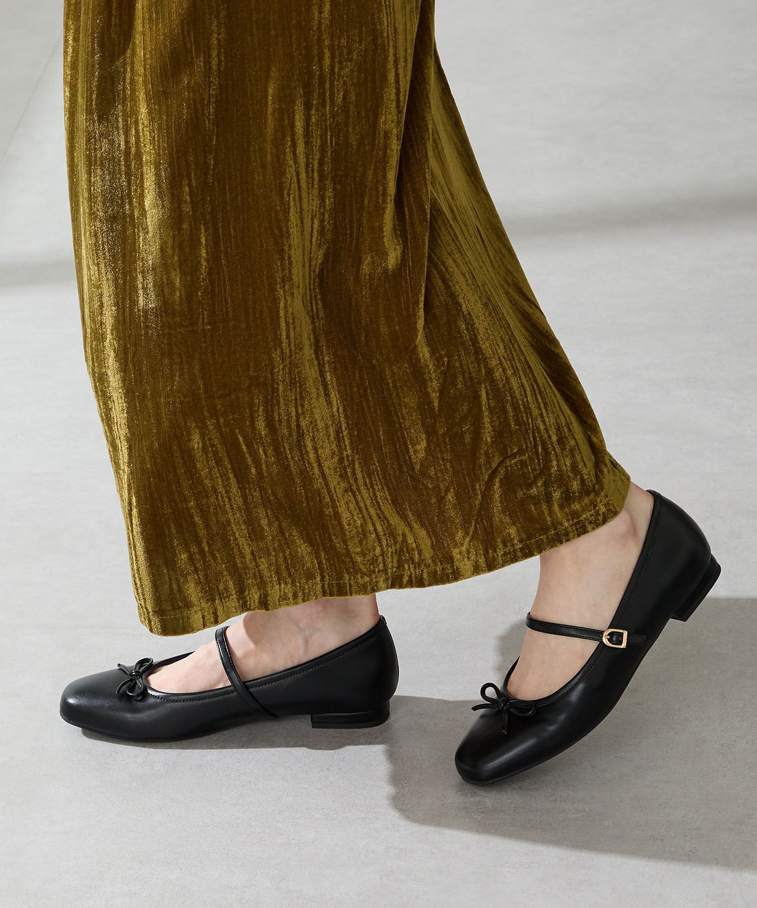 WA Oriental TRaffic「●2025秋冬新作● メリージェーン バレエ パンプス /52313 防寒 起毛 ファー ゴムストラップ」|パンプス|