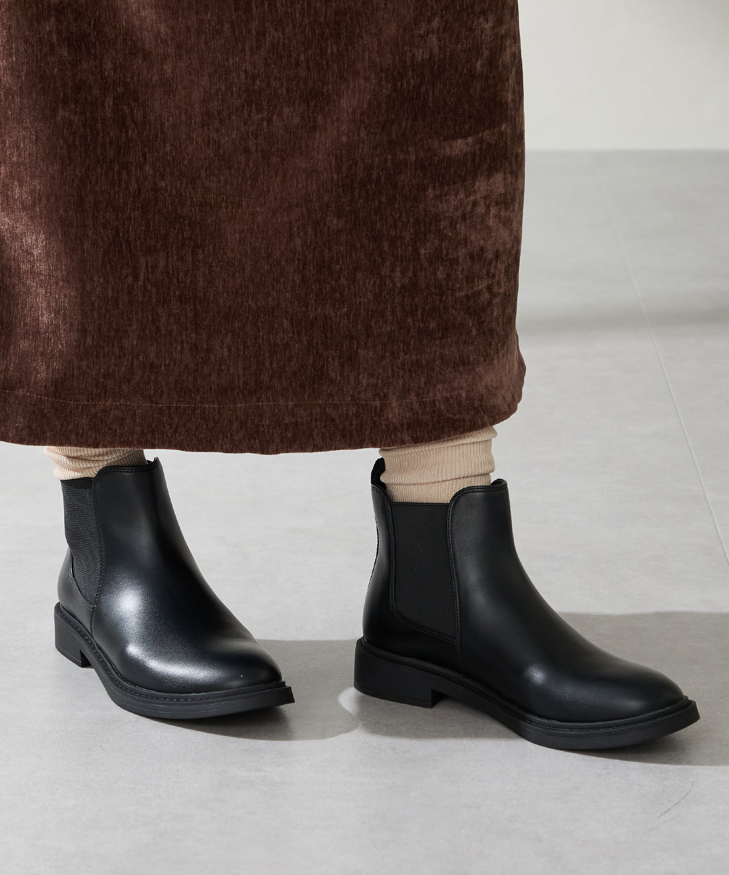 WA Oriental TRaffic「●2025秋冬新作●アーモンドトゥ フラット サイドゴアブーツ /52405 ショートブーツ」|ショートブーツ|