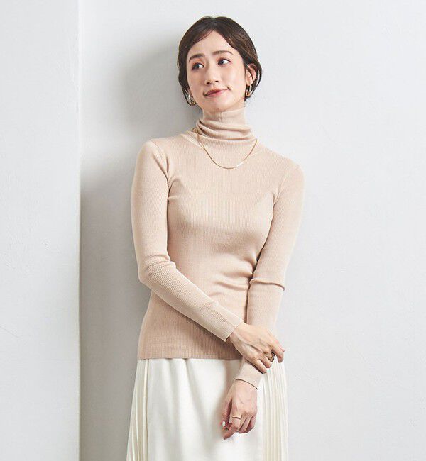 UNITED ARROWS「シルクリブ タートルネック ニット」|ニット・セーター|BEIGE