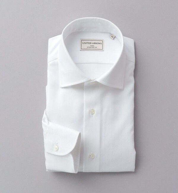 UNITED ARROWS「イージーケア AG ヘリンボーン セミワイドカラーシャツ -抗菌防臭-」|シャツ・ブラウス|WHITE