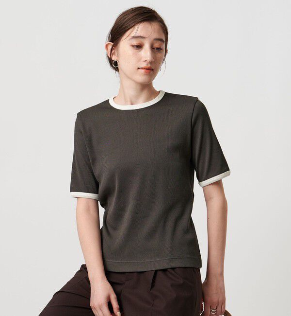 UNITED ARROWS「リブバイカラーパイピング ショートスリーブカットソー」|Tシャツ・カットソー|