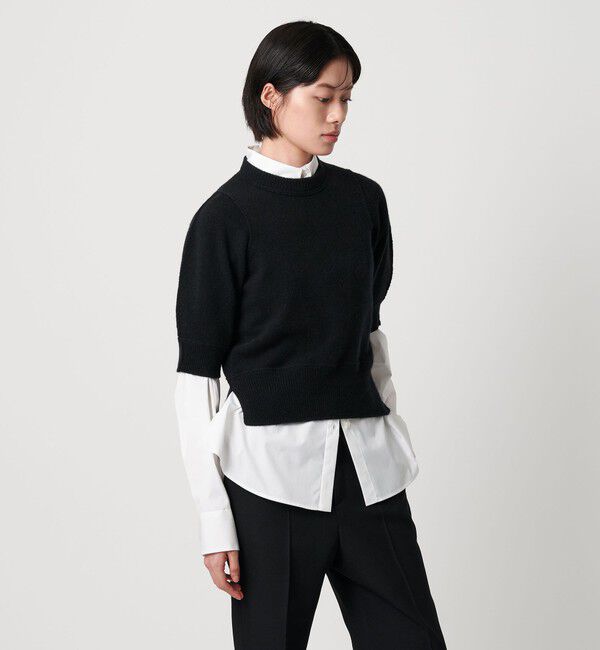 AEWEN MATOPH「＜AEWEN MATOPH＞ウールセーブルミックス5分袖ニット」|ニット・セーター|BLACK
