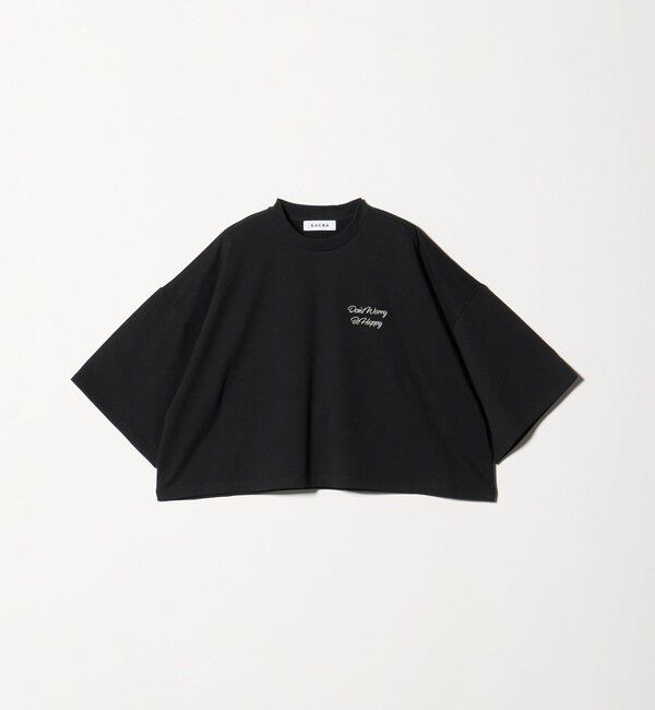 UNITED ARROWS「＜SACRA＞メッセージプリント クロップド Tシャツ」|Tシャツ・カットソー|BLACK