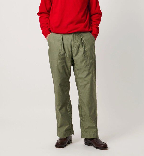UNITED ARROWS「オーガニックコットン バックサテン ファティーグパンツ」|チノ|OLIVE