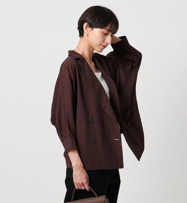 UNITED ARROWS「シアー ドルマン ブラウス ジャケット ウォッシャブル」|テーラードジャケット|DK.BROWN