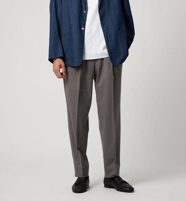 UNITED ARROWS「2プリーツ キャロットパンツ -ストレッチ-」|チノ|MD.GRAY