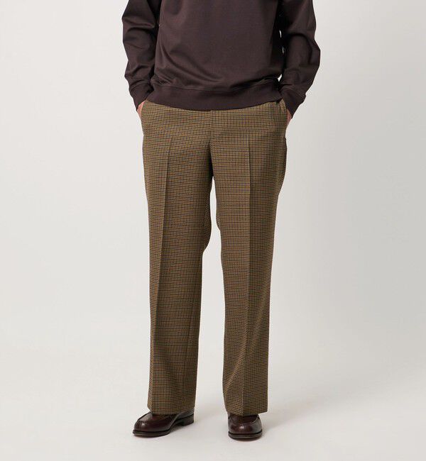 UNITED ARROWS「モダンチェック ノープリーツ ワイドストレート パンツ」|その他|BEIGE