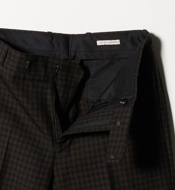 UNITED ARROWS「モダンチェック ノープリーツ ワイドストレート パンツ」|その他|