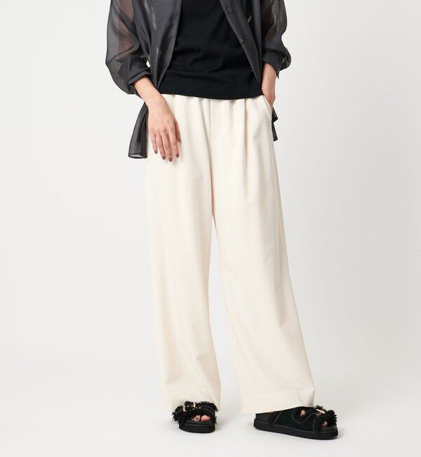 UNITED ARROWS「サテンウエスト イージーパンツ ホワイト -ウォッシャブル-」|チノ|OFF WHITE