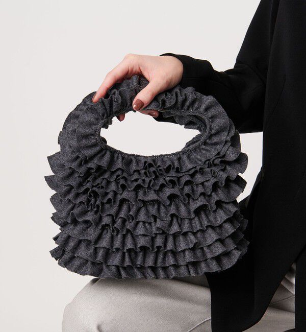 UNITED ARROWS「フリル ワンハンドルバッグ」|ハンドバッグ|DK.GRAY