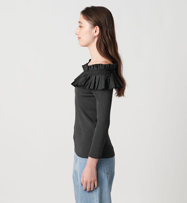 UNITED ARROWS「ギャザー オフショルダー 7分袖ニット ‐ウォッシャブル‐」|ニット・セーター|