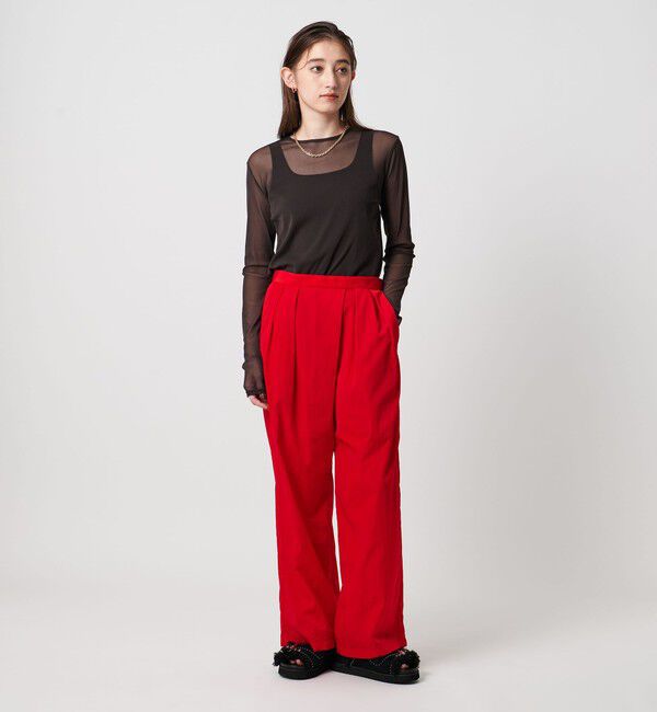 UNITED ARROWS「アシンメトリー タック ワイドパンツ はっ水 ウォッシャブル」|チノ|