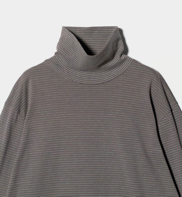 UNITED ARROWS「＜Yonetomi＞GARMENT DYED BORDER T-SHIRT/ボーダー タートルネック ロングTシャツ」|Tシャツ・カットソー|