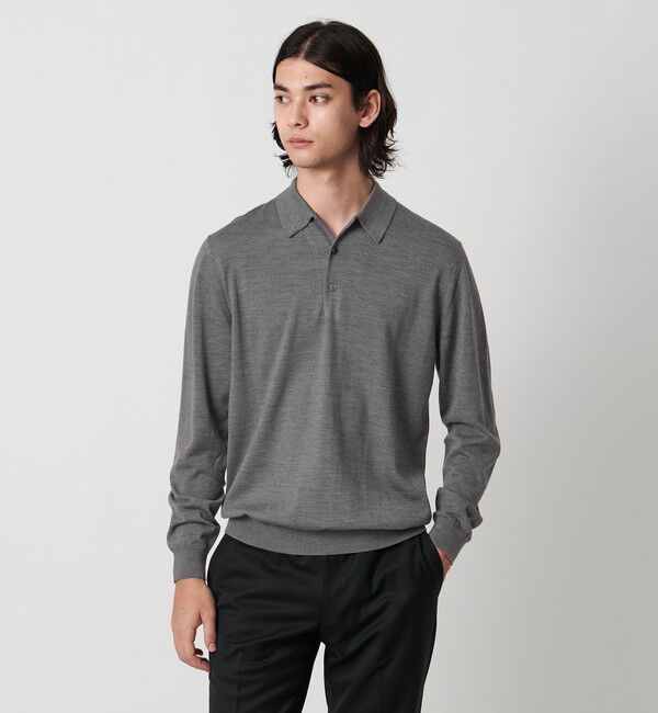 UNITED ARROWS「ウール ハイゲージ ニットポロシャツ」|ポロシャツ|MD.GRAY