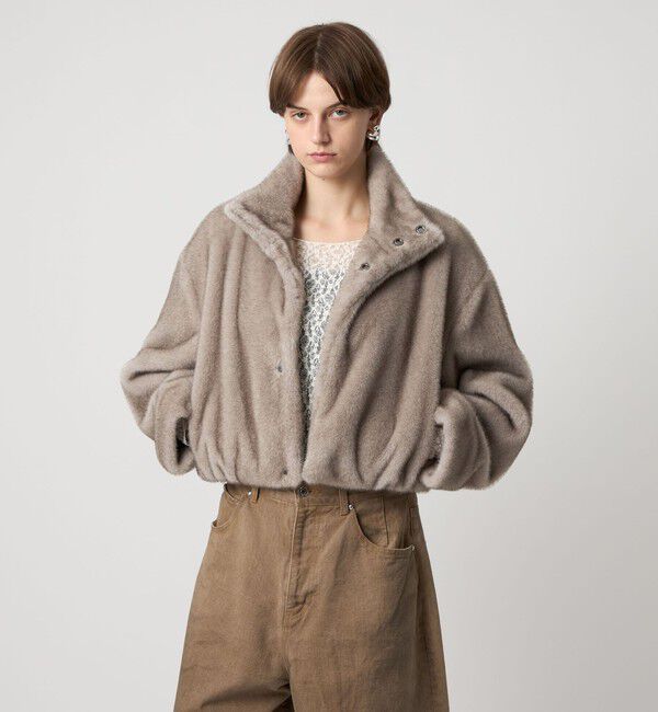 ASTRAET「＜ASTRAET＞フェイクファー スタンドカラー ブルゾン」|その他|LT.GRAY