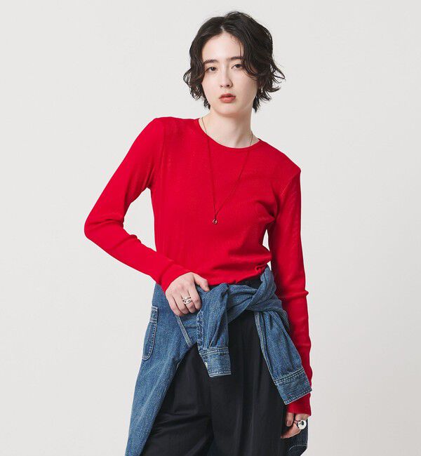 UNITED ARROWS「コットン テレコ クルーネック カットソー」|Tシャツ・カットソー|RED