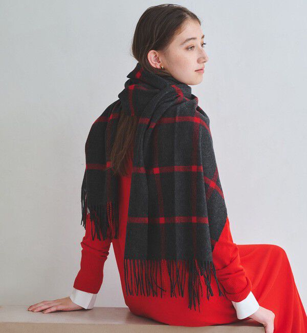 UNITED ARROWS「カシミヤ チェック ストール」|ストール|DK.GRAY