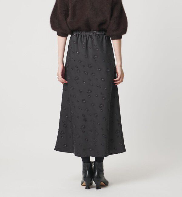 UNITED ARROWS「サテン フラワー ジャガード ロングスカート」|フレア|
