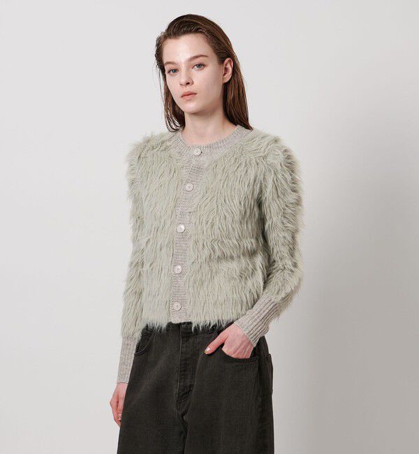 ASTRAET「＜ASTRAET＞シャギー クルーネック カーディガン」|カーディガン|MD.GRAY
