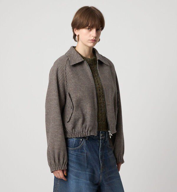 ASTRAET「＜ASTRAET＞ハウンドトゥース ステンカラー ジップブルゾン」|ブルゾン・スタジャン|MD.BROWN