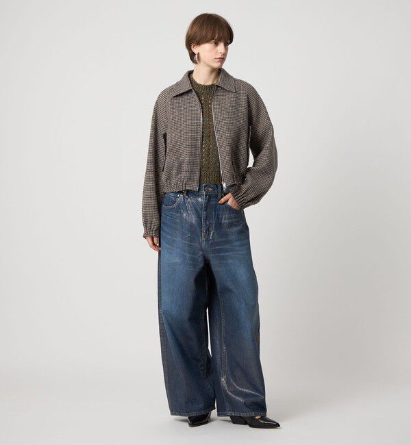 ASTRAET「＜ASTRAET＞ハウンドトゥース ステンカラー ジップブルゾン」|ブルゾン・スタジャン|