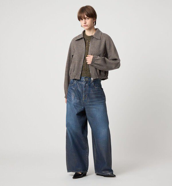 ASTRAET「＜ASTRAET＞ハウンドトゥース ステンカラー ジップブルゾン」|ブルゾン・スタジャン|