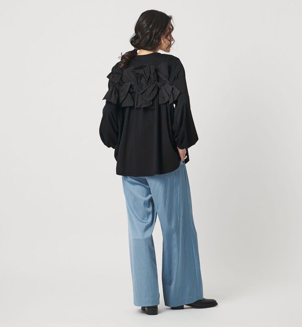 UNITED ARROWS「リボン コンビ パフスリーブ カットソー ‐ウォッシャブル‐」|Tシャツ・カットソー|