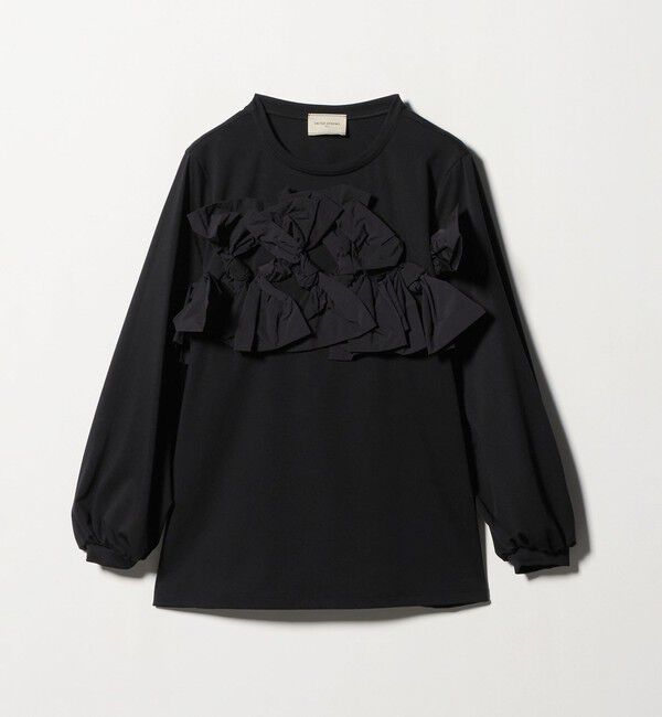 UNITED ARROWS「リボン コンビ パフスリーブ カットソー ‐ウォッシャブル‐」|Tシャツ・カットソー|