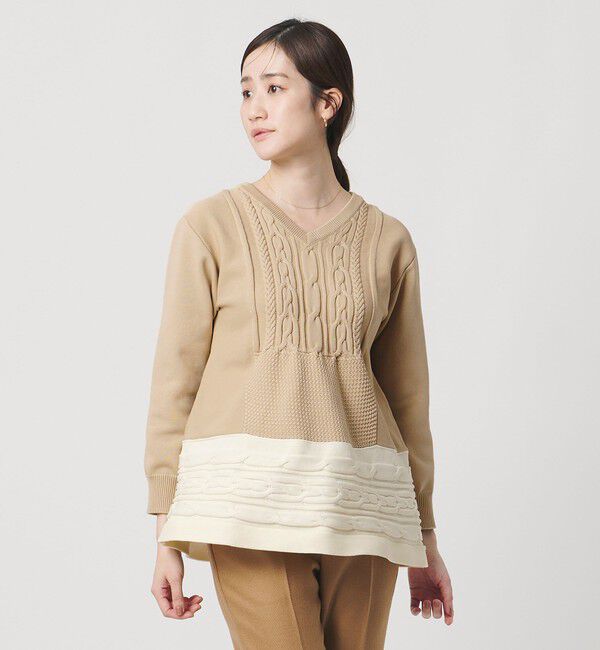 UNITED ARROWS「ケーブル Vネック ニット ‐ウォッシャブル‐」|ニット・セーター|