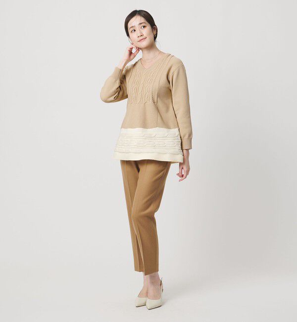 UNITED ARROWS「ケーブル Vネック ニット ‐ウォッシャブル‐」|ニット・セーター|