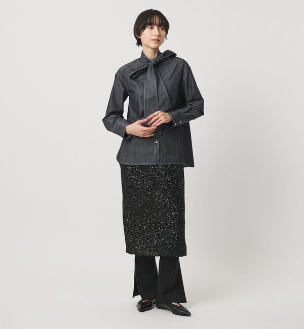 UNITED ARROWS「スパンコール Iライン スカート」|タイト|