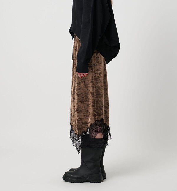 ASTRAET「＜ASTRAET＞ベロア/レース  イレギュラーヘムスカート」|スカート|